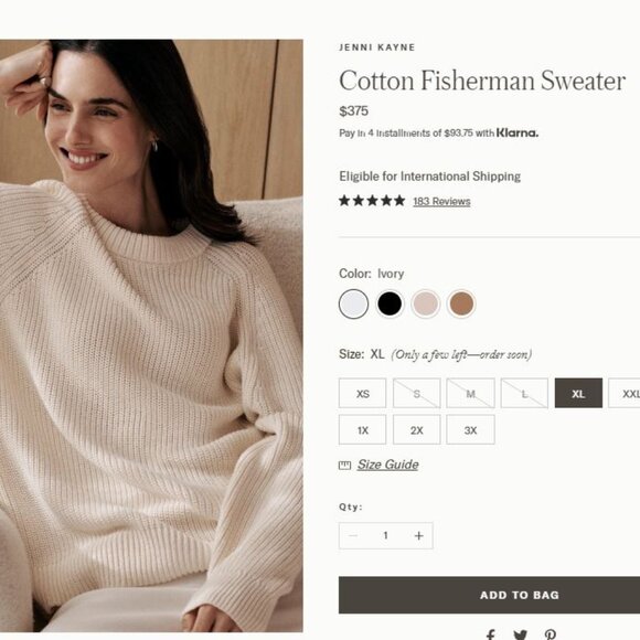 Jenni Kayne Sweaters - Jenni Kayne - Cotton Fisherman Sweater - Ivory Size L